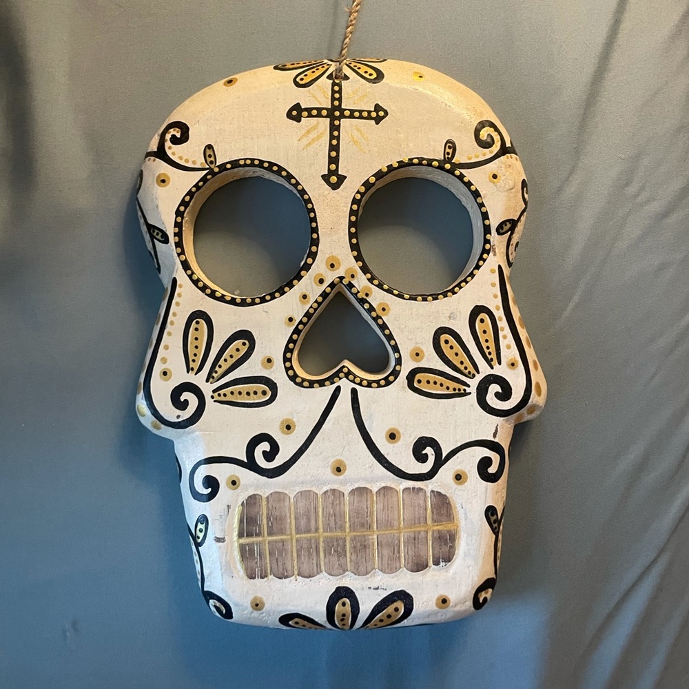 Wooden sugar skull decor